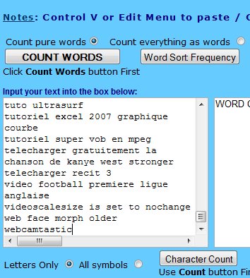 copier-coller texte word frequency