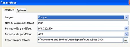 réglages de base dvdstyler